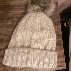 NEW cream/tan beanie with pom